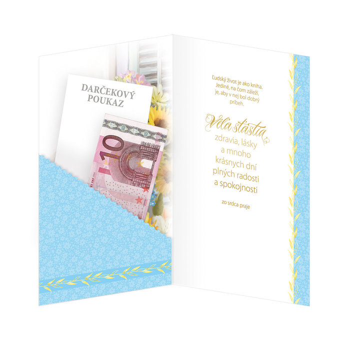 15-6411 nBlahoprajná karta gratulačná klopa na peniaze SK