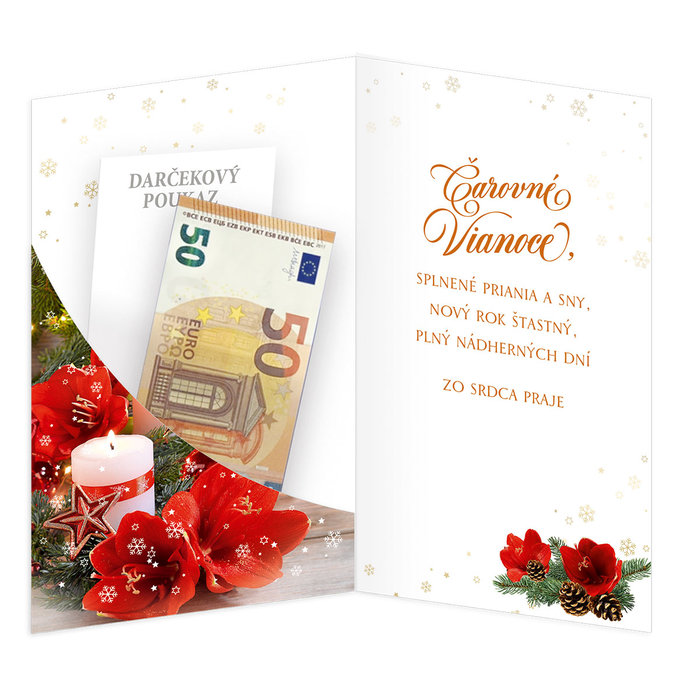 11-6526 Blahoprajná karta vianočná klopa na peniaze SK