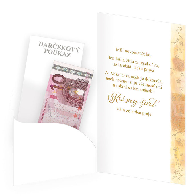 13-6163 Blahoprajná karta svadobná klopa na peniaze SK