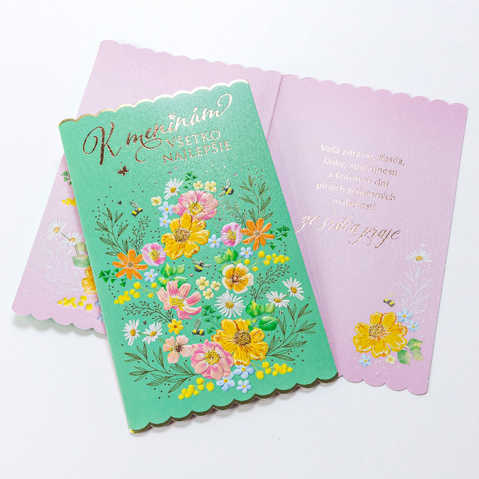 15-6577 Blahoprajná karta gratulačná SK/Meniny