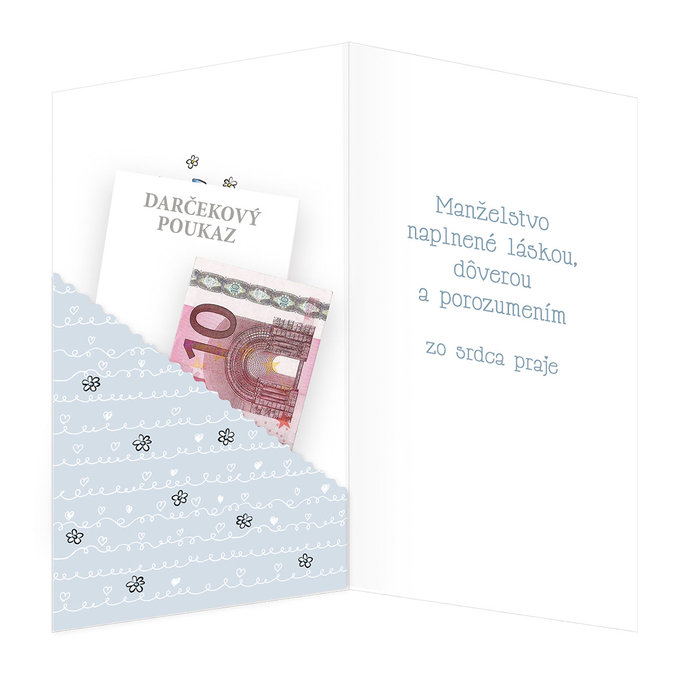 13-6146 Blahoprajná karta svadobná klopa na peniaze SK