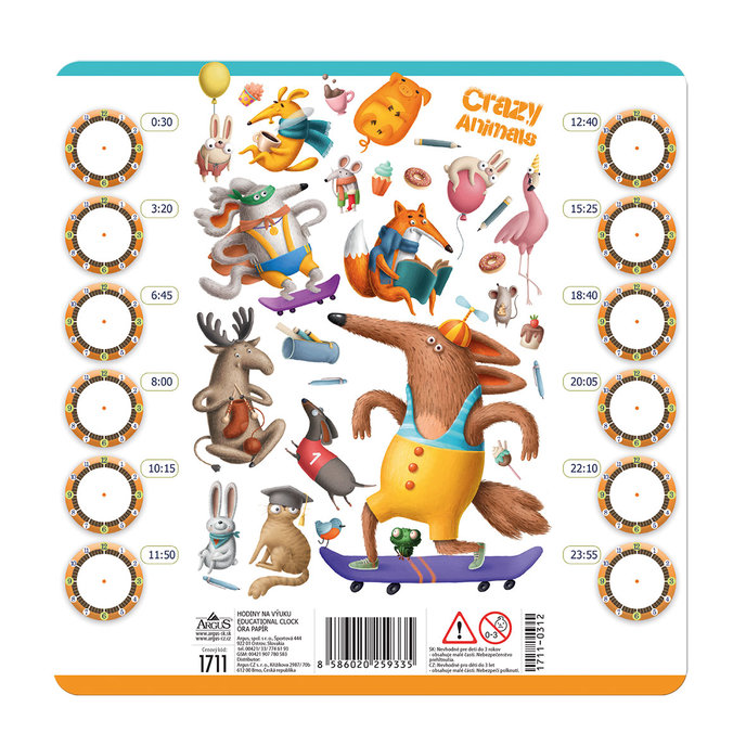 1711-0312 Paper clock Crazy Animals