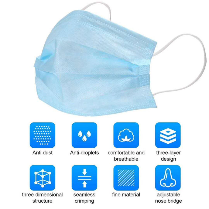 2205-0001-50 Protective mask - disposable, pack. 50 pcs