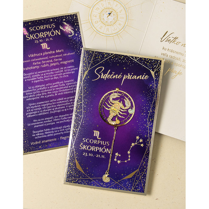 15-6489 Blahoprajná karta gratulačná zverokruh SK ŠKORPIÓN