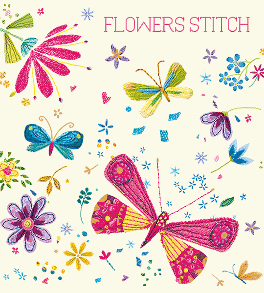 1506-0364 Zošit A4, 40 listov, TYP 444 Flowers stitch