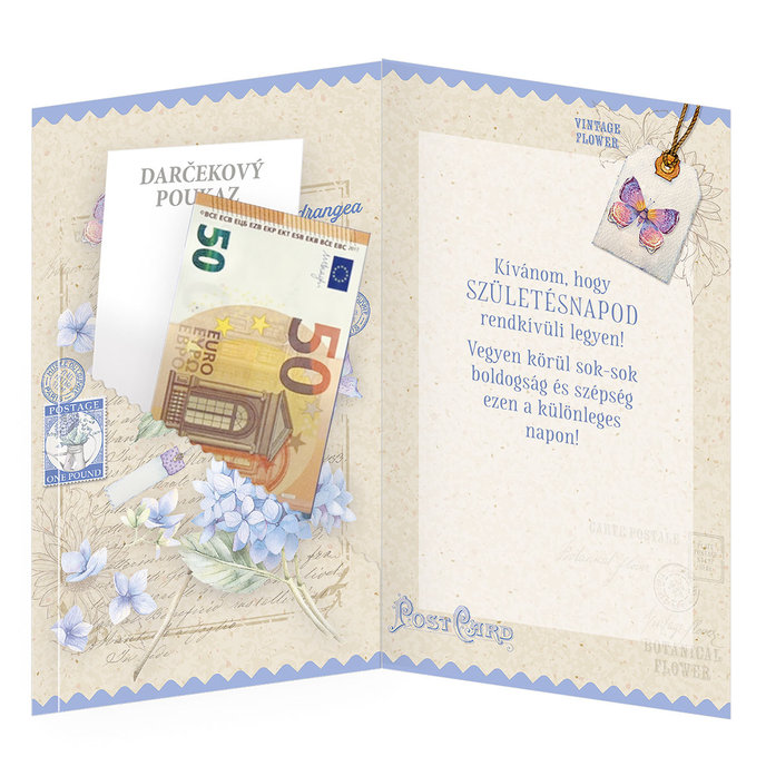 15-6574 Blahoprajná karta gratulačná klopa na peniaze HU