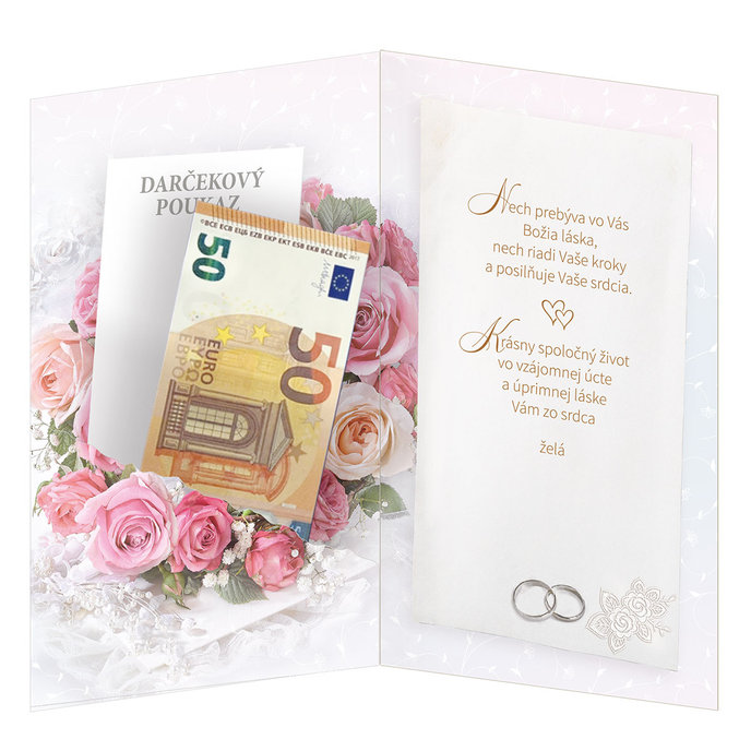 13-6173 Blahoprajná karta svadobná klopa na peniaze SK