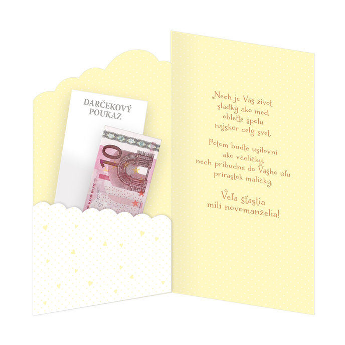 13-6144 Blahoprajná karta svadobná klopa na peniaze SK