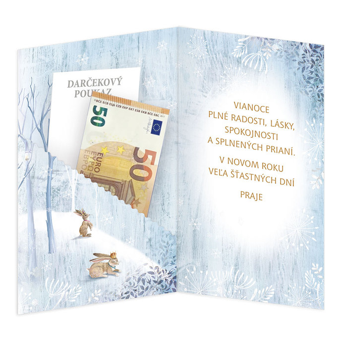 11-6514 Blahoprajná karta vianočná klopa na peniaze SK
