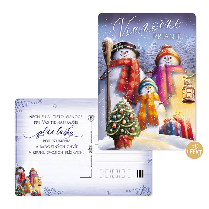 0611-0328s Pohľadnica vianočná 3D SK