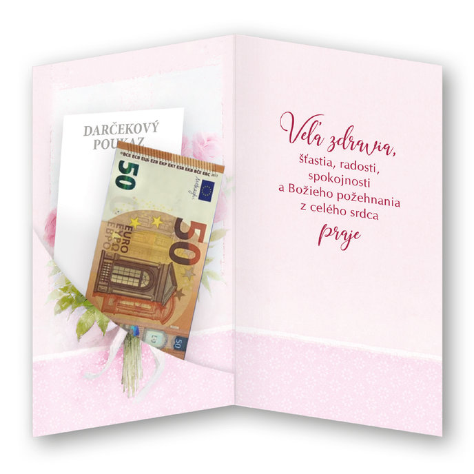 15-6514 Blahoprajná karta gratulačná klopa na peniaze SK