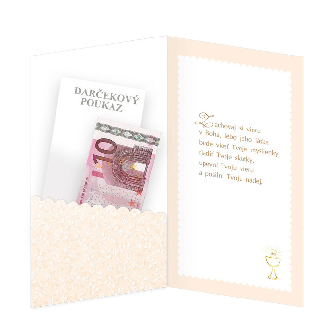 19-635 Blahoprajná karta klopa na peniaze SK/ 1.sv.prijímanie