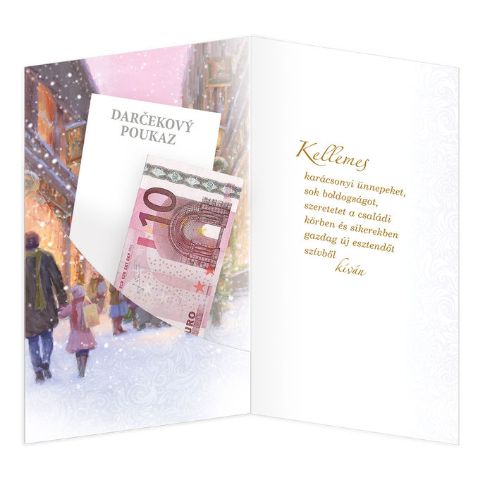11-6466 Blahoprajná karta vianočná klopa na peniaze HU