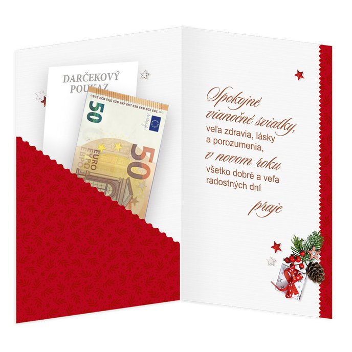 11-6522 Blahoprajná karta vianočná klopa na peniaze SK
