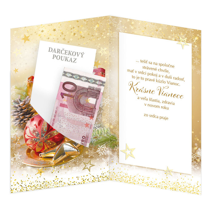 11-6458 Blahoprajná karta vianočná klopa na peniaze SK
