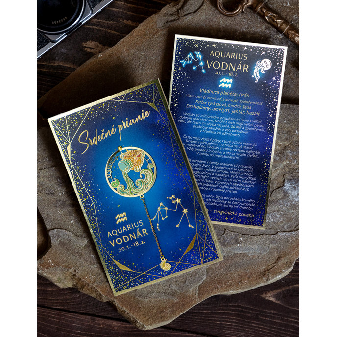 15-6492 Blahoprajná karta gratulačná zverokruh SK VODNÁR