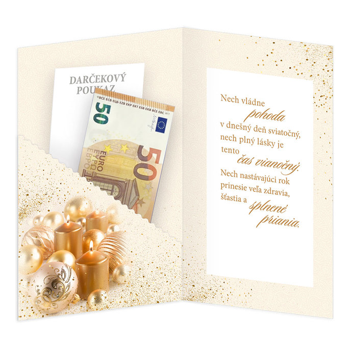 11-6521 Blahoprajná karta vianočná klopa na peniaze SK