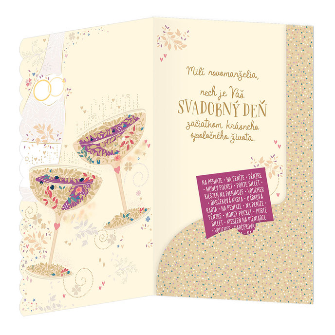 13-6164 Blahoprajná karta svadobná klopa na peniaze SK