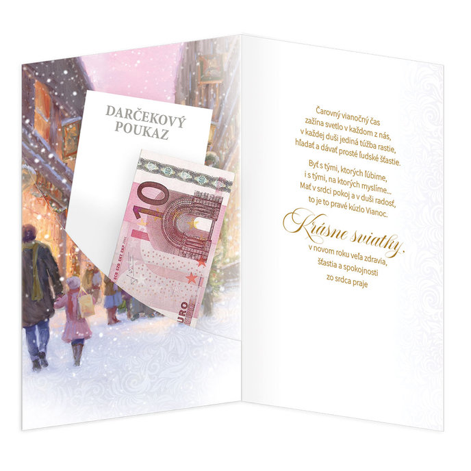 11-6466 Blahoprajná karta vianočná klopa na peniaze SK
