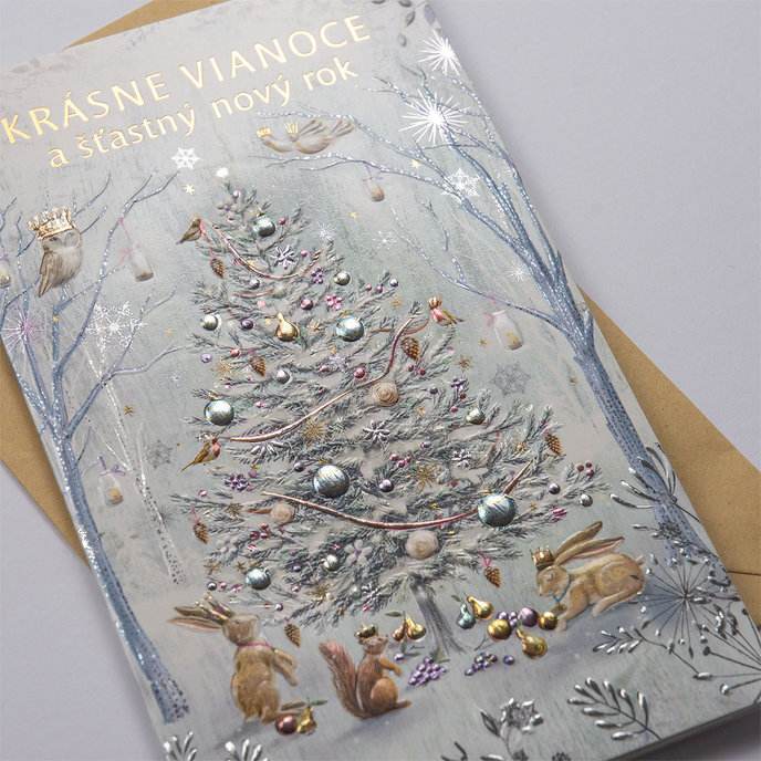 11-6514 Blahoprajná karta vianočná klopa na peniaze SK