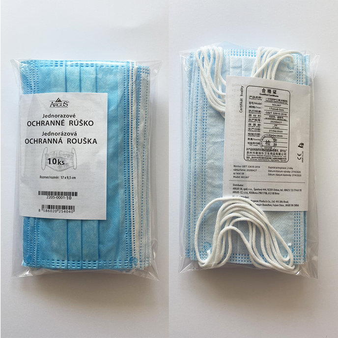 2205-0001-10 Ochranné rúško - jednorazové, bal. 10ks