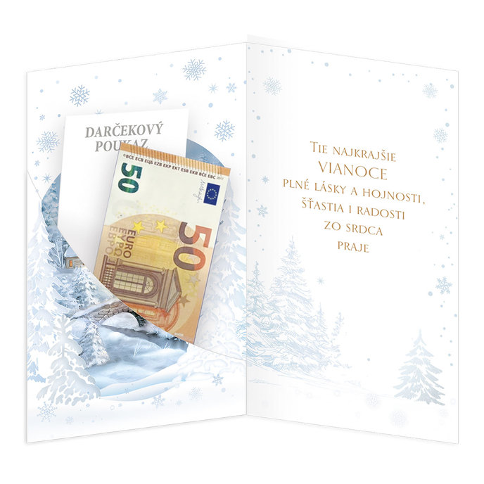 11-6568 Blahoprajná karta vianočná klopa na peniaze SK