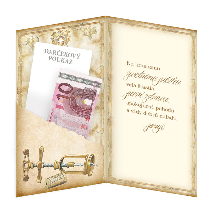 15-6416 Blahoprajná karta gratulačná klopa na peniaze SK/70