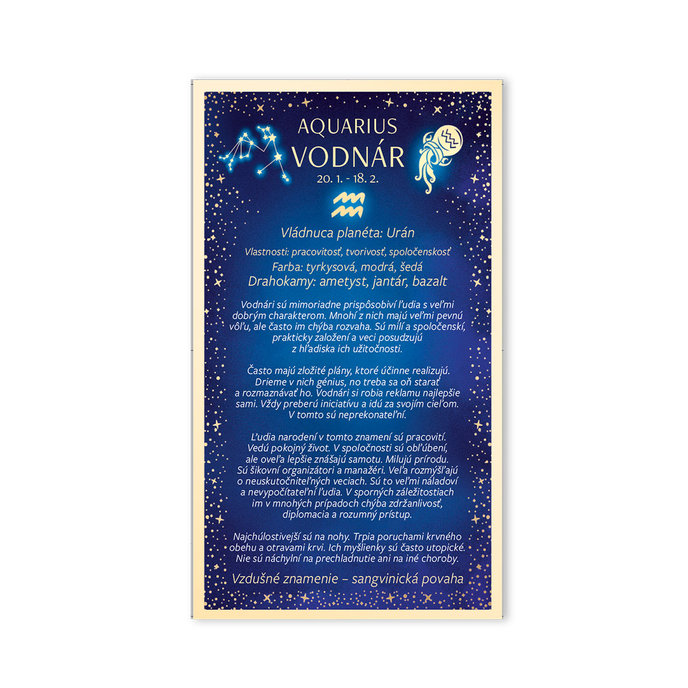 15-6492 Blahoprajná karta gratulačná zverokruh SK VODNÁR