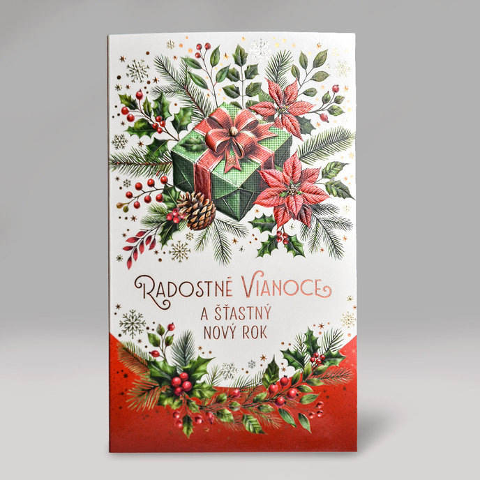 11-6565 Blahoprajná karta vianočná klopa na peniaze SK