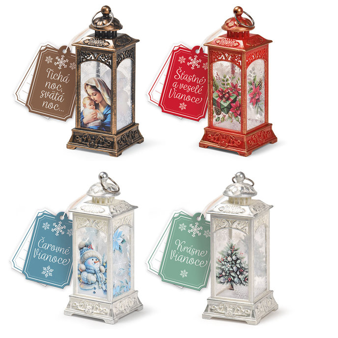 2365-8001 Christmas decoration with LED light - lantern, mix