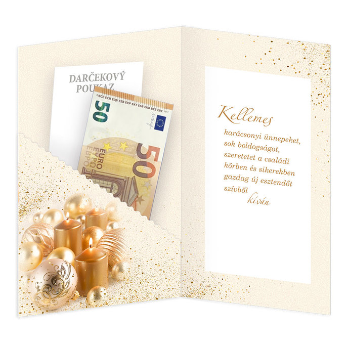 11-6521 Blahoprajná karta vianočná klopa na peniaze HU