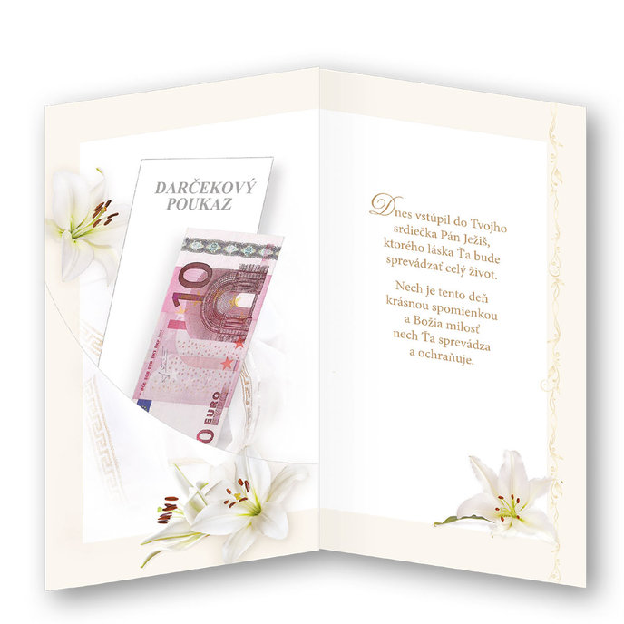 19-637 Blahoprajná karta klopa na peniaze SK/ 1.sv.prijímanie