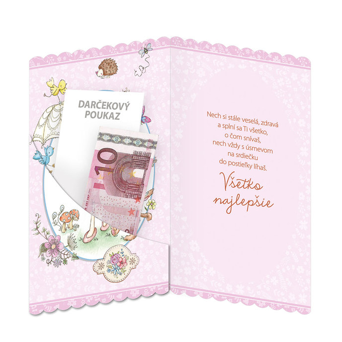 17-6039 Blahoprajná karta detská klopa na peniaze SK