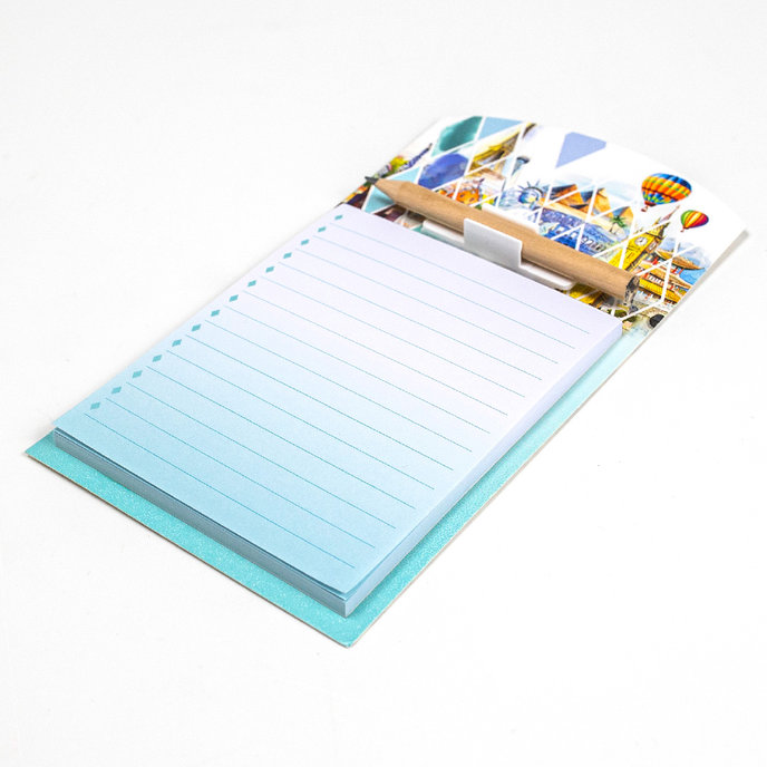 1132-0431 Trhací zápisník s ceruzkou a magnetom Travel Time