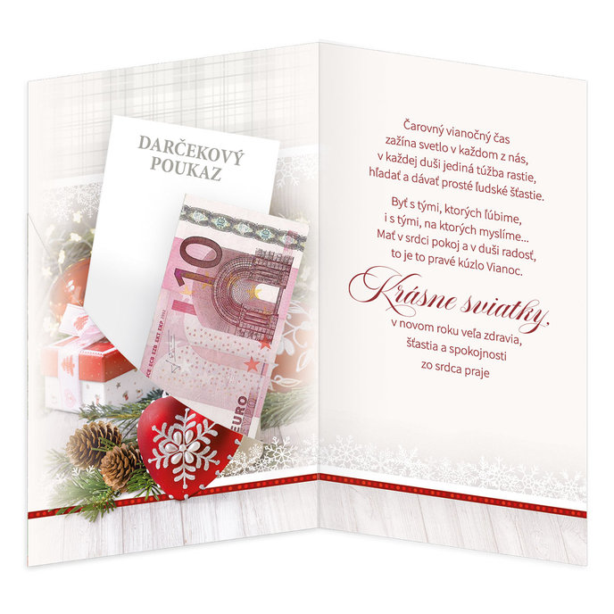 11-6463 Blahoprajná karta vianočná klopa na peniaze SK