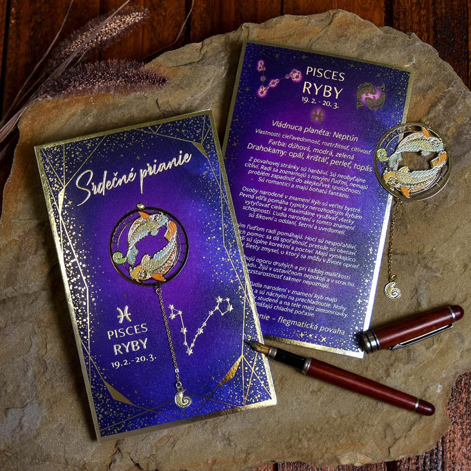 15-6493 Blahoprajná karta gratulačná zverokruh SK RYBY