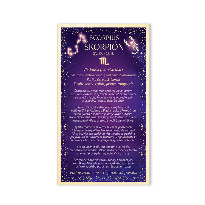 15-6489 Blahoprajná karta gratulačná zverokruh SK ŠKORPIÓN