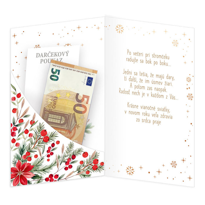 11-6560 Blahoprajná karta vianočná klopa na peniaze SK