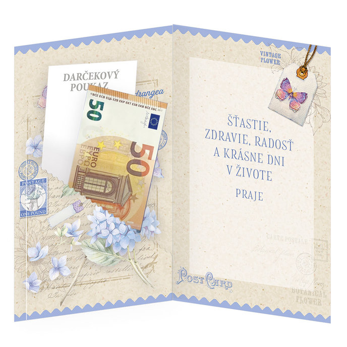 15-6574 Blahoprajná karta gratulačná klopa na peniaze SK