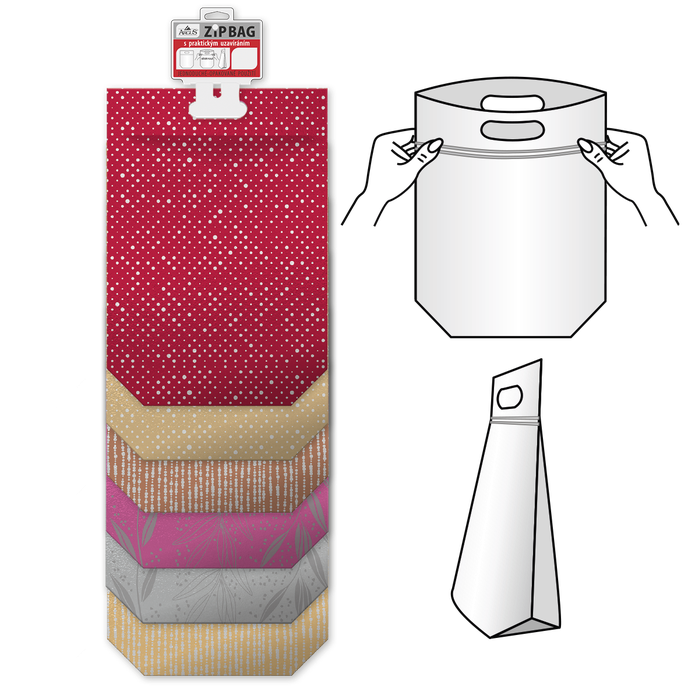 2018-8001 Taška - ZIP BAG, mix 12 ks