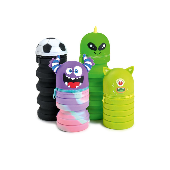 1870-8001 Silicone pencil case, mix 8 pcs
