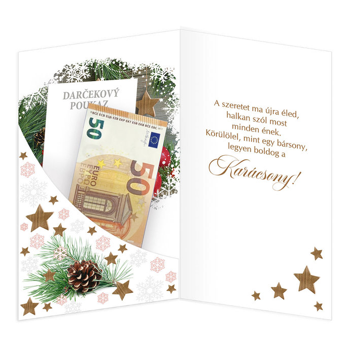 11-6554 Blahoprajná karta vianočná klopa na peniaze HU