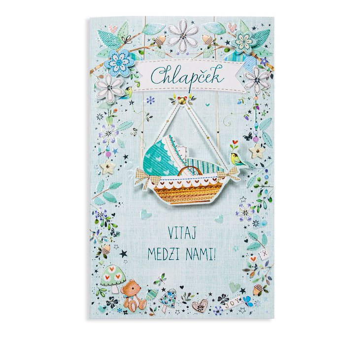 16-667 Baby birth greeting card SK