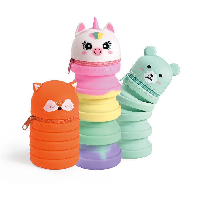 1870-8002 Silicone pencil case, mix 8 pcs