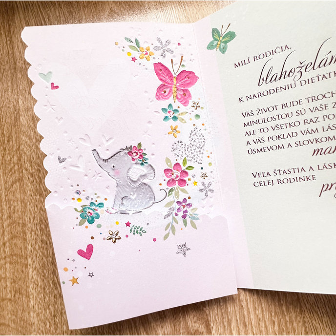 16-662 Baby birth greeting card SK