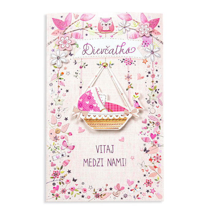 16-666 Baby birth greeting card SK