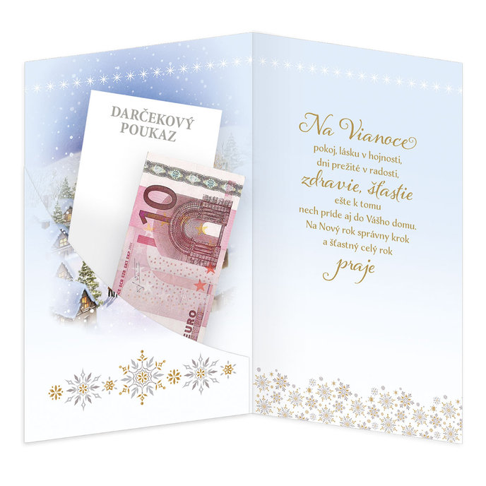 11-6435 Blahoprajná karta vianočná klopa na peniaze SK