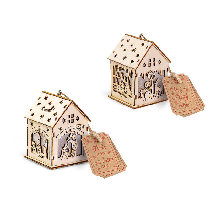 2352-8001 Christmas decoration with LED light - house, 12ks mix