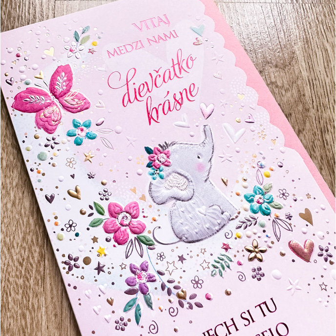 16-662 Baby birth greeting card SK