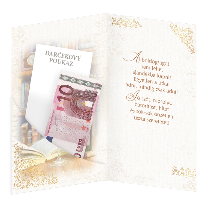 15-6512 Blahoprajná karta gratulačná klopa na peniaze HU